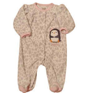 Carter's One Piece Penguin Hearts Fleece Size 3-6 Months